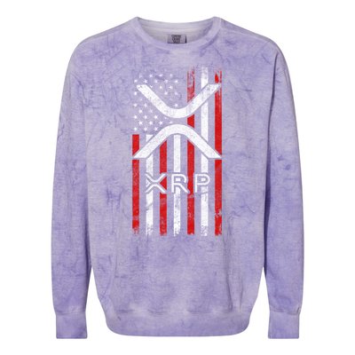 Xrp Cryptocurrency American Flag Colorblast Crewneck Sweatshirt