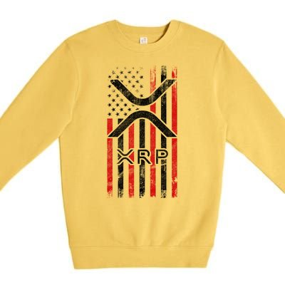 Xrp Cryptocurrency American Flag Premium Crewneck Sweatshirt