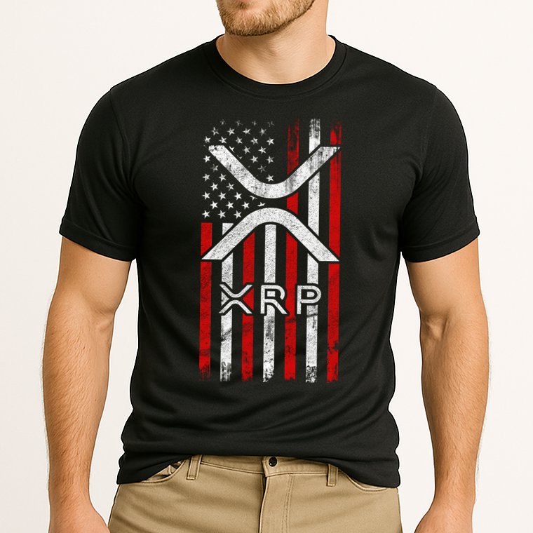 Xrp Cryptocurrency American Flag Performance Shirt