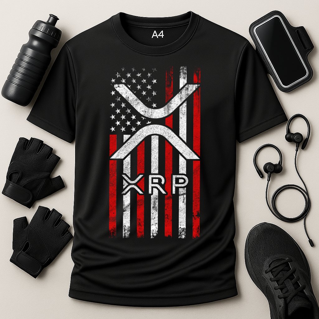 Xrp Cryptocurrency American Flag Performance Shirt