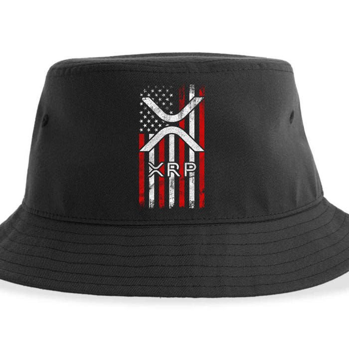 Xrp Cryptocurrency American Flag Sustainable Bucket Hat