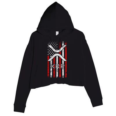 Xrp Cryptocurrency American Flag Crop Fleece Hoodie