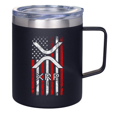 Xrp Cryptocurrency American Flag 12oz Stainless Steel Coffee Mug