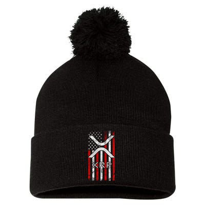 Xrp Cryptocurrency American Flag Pom Pom 12in Knit Beanie