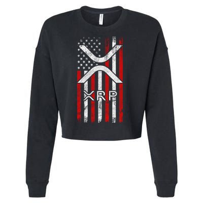 Xrp Cryptocurrency American Flag Cropped Pullover Crew