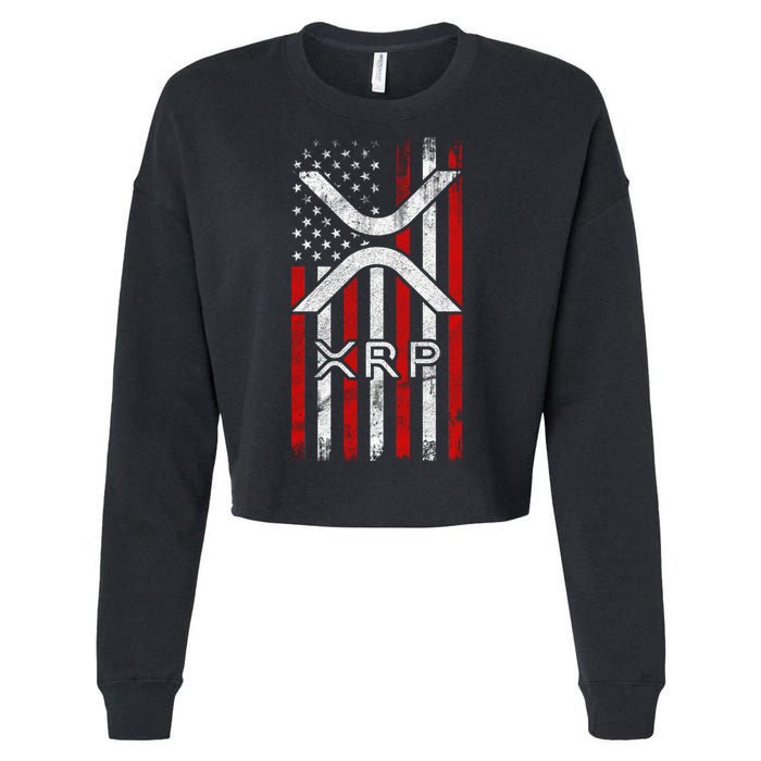 Xrp Cryptocurrency American Flag Cropped Pullover Crew