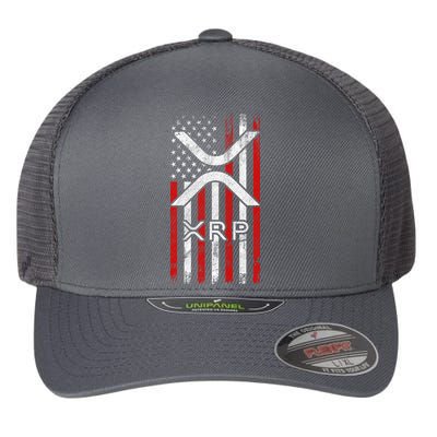 Xrp Cryptocurrency American Flag Flexfit Unipanel Trucker Cap