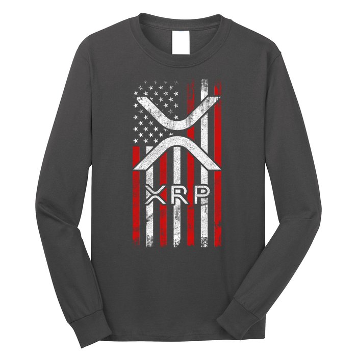 Xrp Cryptocurrency American Flag Long Sleeve Shirt