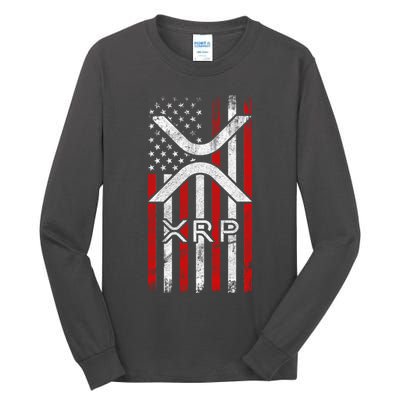 Xrp Cryptocurrency American Flag Tall Long Sleeve T-Shirt