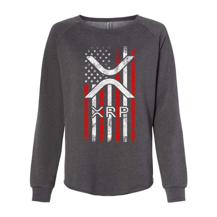 Xrp Cryptocurrency American Flag Womens California Wash Sweatshirt