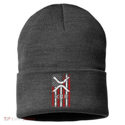 Xrp Cryptocurrency American Flag Sustainable Knit Beanie