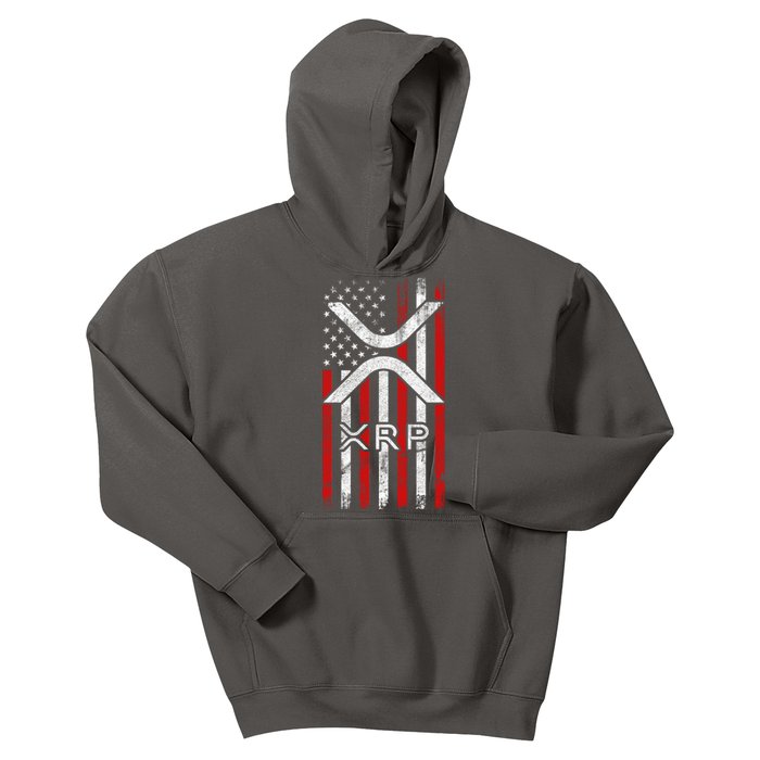 Xrp Cryptocurrency American Flag Kids Hoodie