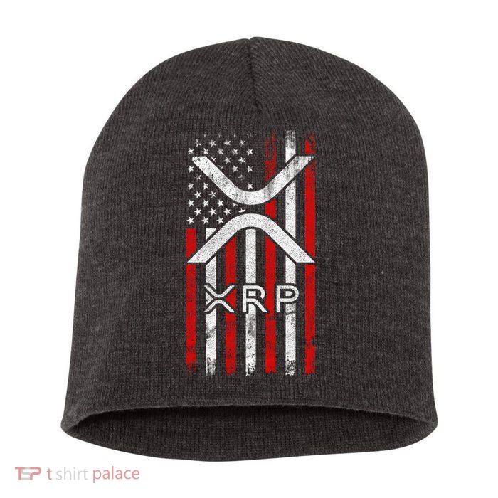 Xrp Cryptocurrency American Flag Short Acrylic Beanie