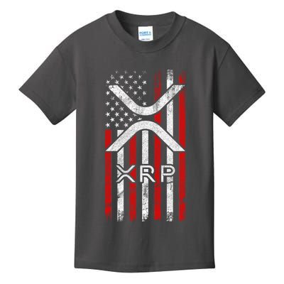 Xrp Cryptocurrency American Flag Kids T-Shirt