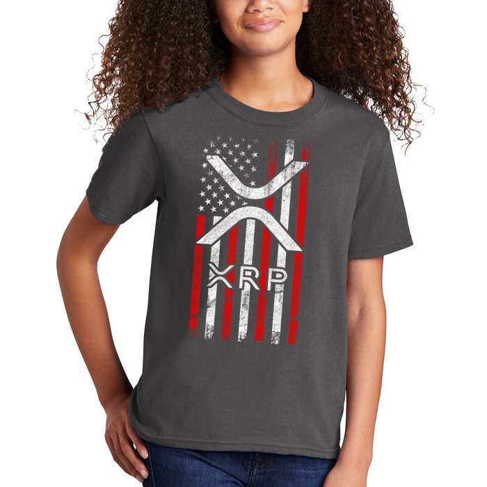 Xrp Cryptocurrency American Flag Kids T-Shirt