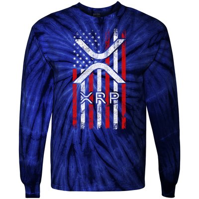 Xrp Cryptocurrency American Flag Tie-Dye Long Sleeve Shirt