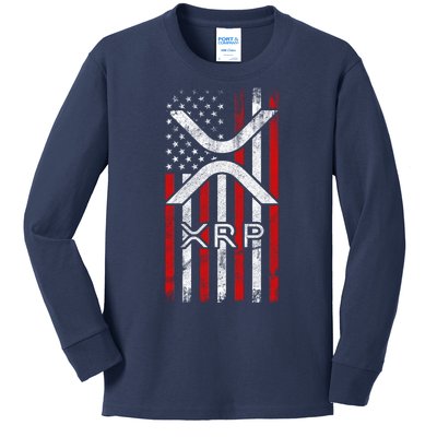 Xrp Cryptocurrency American Flag Kids Long Sleeve Shirt