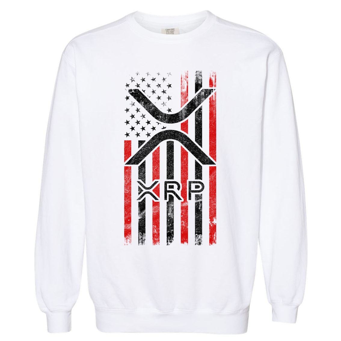 Xrp Cryptocurrency American Flag Garment-Dyed Sweatshirt