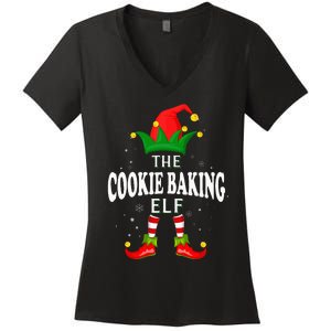 Xmas Cookie baking Elf Family Matching Christmas Pajama Women's V-Neck T-Shirt