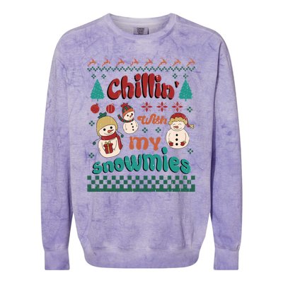 Xmas Christmas Chillin With My Snowmies Gift Colorblast Crewneck Sweatshirt