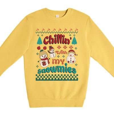 Xmas Christmas Chillin With My Snowmies Gift Premium Crewneck Sweatshirt