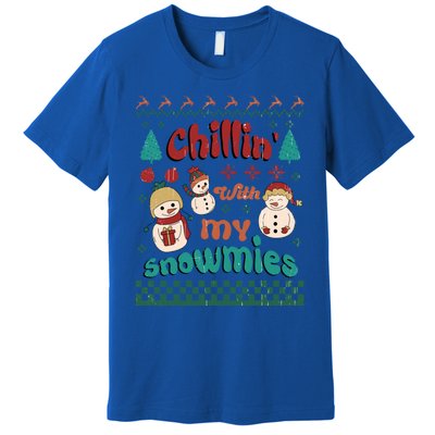 Xmas Christmas Chillin With My Snowmies Gift Premium T-Shirt