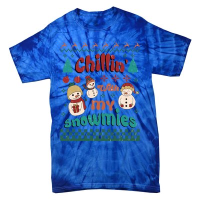 Xmas Christmas Chillin With My Snowmies Gift Tie-Dye T-Shirt