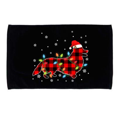 Xmas Corgi Dog Red Plaid Christmas Lights Gift Microfiber Hand Towel