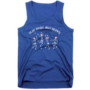 Xmas Christmas Dead Inside But Merry Skeleton Gift Tank Top