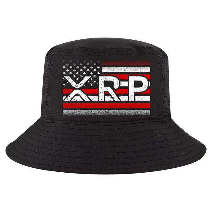 XRP Cryptocurrency Distressed USA American Flag Cool Comfort Performance Bucket Hat