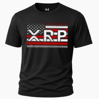XRP Cryptocurrency Distressed USA American Flag Cooling Performance Crew T-Shirt
