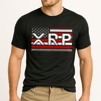 XRP Cryptocurrency Distressed USA American Flag Cooling Performance Crew T-Shirt