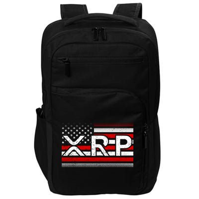XRP Cryptocurrency Distressed USA American Flag Impact Tech Backpack