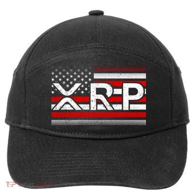 XRP Cryptocurrency Distressed USA American Flag 7-Panel Snapback Hat