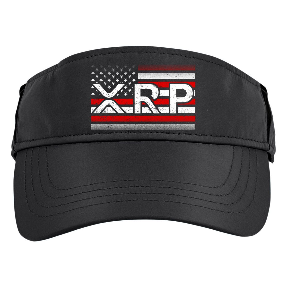 XRP Cryptocurrency Distressed USA American Flag Adult Drive Performance Visor
