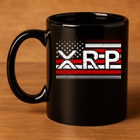 XRP Cryptocurrency Distressed USA American Flag 11oz C Handle Ceramic Mug