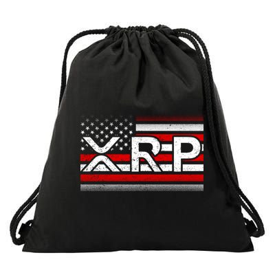 XRP Cryptocurrency Distressed USA American Flag Drawstring Bag