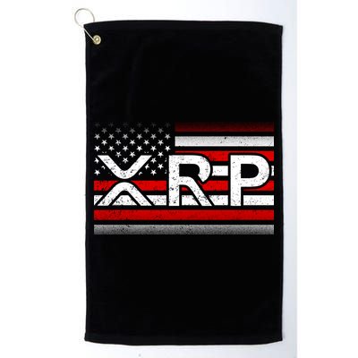 XRP Cryptocurrency Distressed USA American Flag Golf Towel