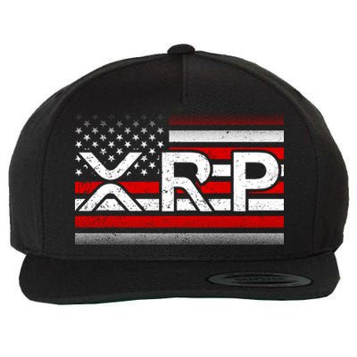 XRP Cryptocurrency Distressed USA American Flag Wool Snapback Cap