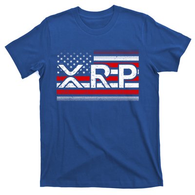 XRP Cryptocurrency Distressed USA American Flag T-Shirt