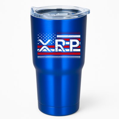 XRP Cryptocurrency Distressed USA American Flag Tumbler