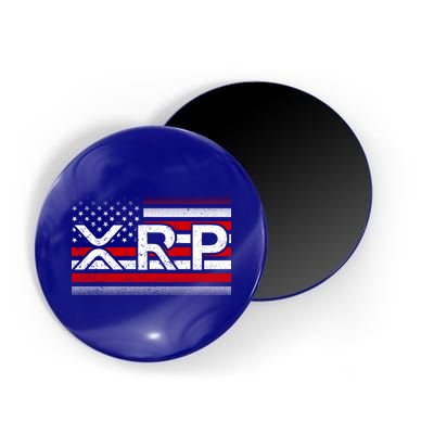 XRP Cryptocurrency Distressed USA American Flag Magnet