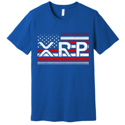 XRP Cryptocurrency Distressed USA American Flag Premium T-Shirt