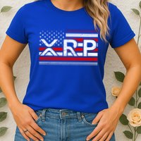 XRP Cryptocurrency Distressed USA American Flag Womens T-Shirt