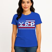 XRP Cryptocurrency Distressed USA American Flag Womens T-Shirt