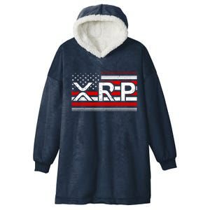 XRP Cryptocurrency Distressed USA American Flag Hooded Wearable Blanket