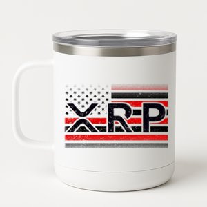 XRP Cryptocurrency Distressed USA American Flag 12 oz Stainless Steel Tumbler Cup