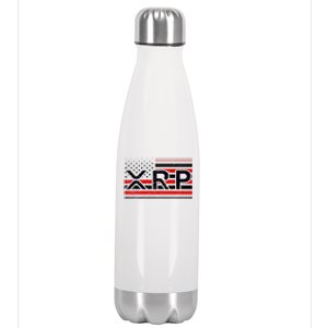 XRP Cryptocurrency Distressed USA American Flag Stainless Steel Insulated Water Bottle