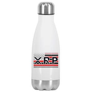 XRP Cryptocurrency Distressed USA American Flag Stainless Steel Insulated Water Bottle