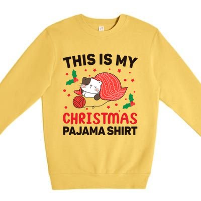 Xmas Christmas Eve Cat My Christmas Pajama Gift Premium Crewneck Sweatshirt